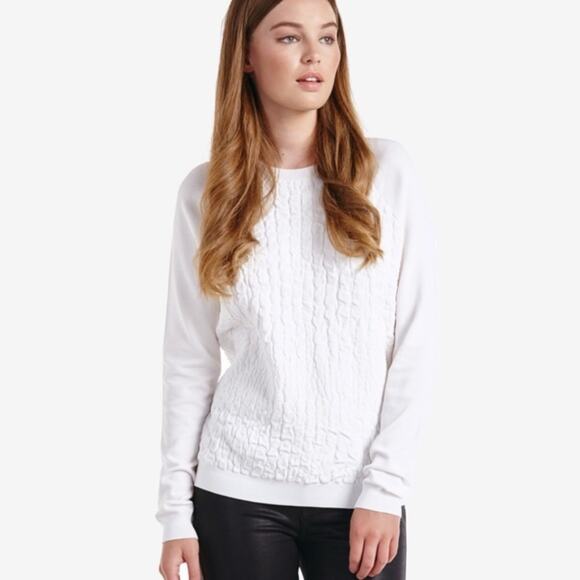 Ted Baker White/Ivory Croc Textured Long Sleeve Sweater Size 4 - Picture 1 of 13